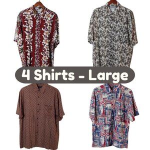 4 Men's Printed Button Up Shirts - Short Sleeves